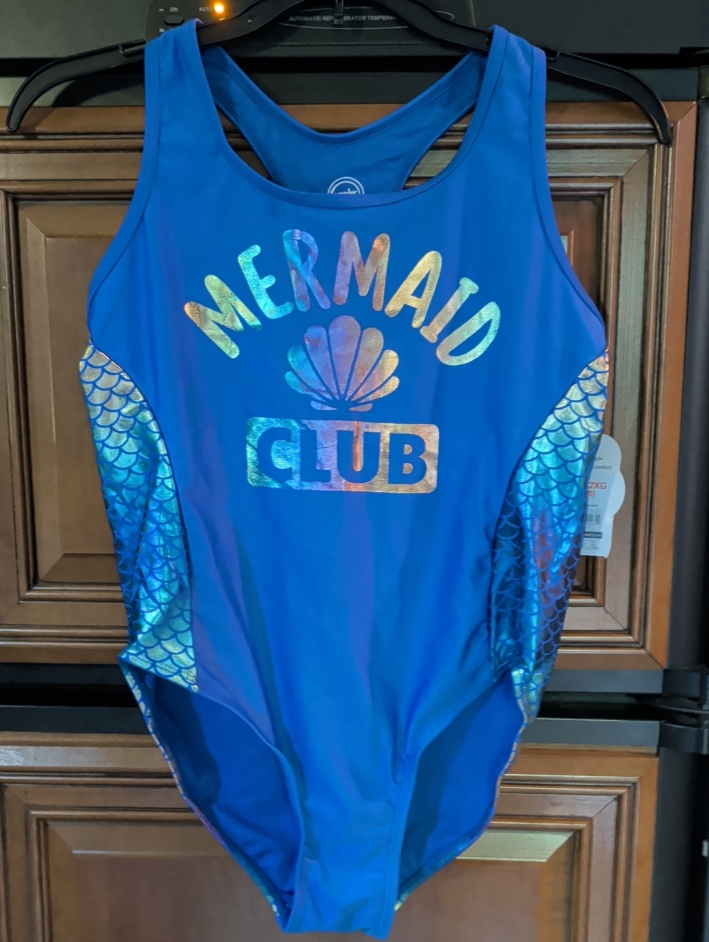 wonder nation Blue Holographic Mermaid Club One-Piece Swimsuit